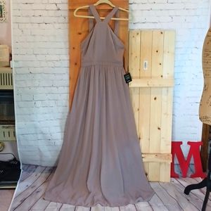 NWT LULU'S LONG DRESS BEIGE  FULLY LINED SIZE L